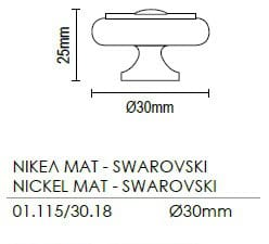 Πόμολο Viometale 01.115 Νίκελ Ματ Ø30mm