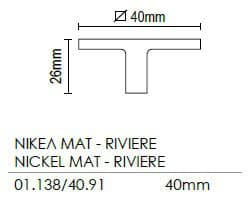 Πομολάκι Επίπλου Viometale 01.138 Νίκελ Ματ Riviere Φ40mm