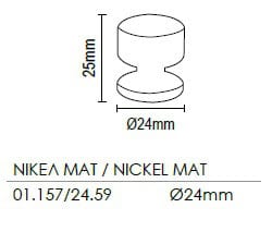 Πόμολο Viometale 01.157 Νίκελ Ματ Ø24mm