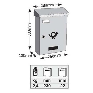 Γραμματοκιβώτιο Viometal Ανκόνα 250 Λευκό 28x10x36cm