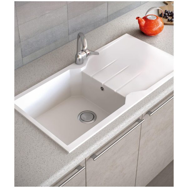 Νεροχύτης Κουζίνας Sanitec Ultra Granite 811-30 Bianco 100x50cm